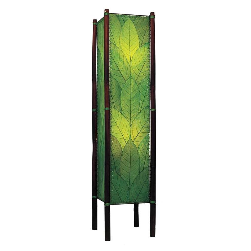 Handcrafted Rattan and Cocoa Leaves Floor Lamp - Green